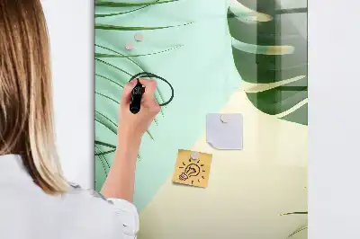 Tableau magnétique effaçable à sec motif Monstera tropical