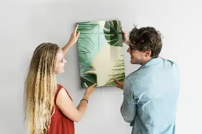 Tableau magnétique effaçable à sec motif Monstera tropical