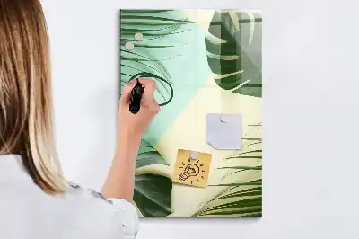 Tableau magnétique effaçable à sec motif Monstera tropical