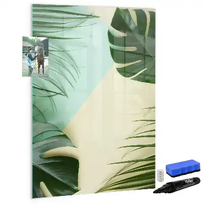 Tableau magnétique effaçable à sec motif Monstera tropical