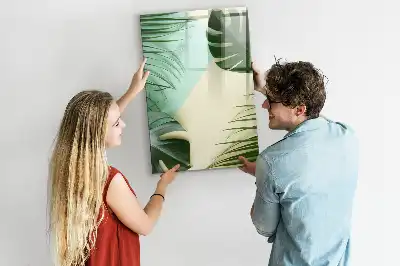 Tableau magnétique effaçable à sec motif Monstera tropical