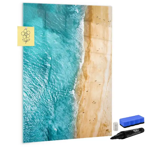 Tableau magnétique effaçable à sec motif plage marine