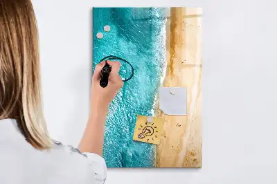 Tableau magnétique effaçable à sec motif plage marine