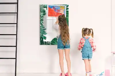 Tableau magnétique effaçable à sec motif cadre de monstera