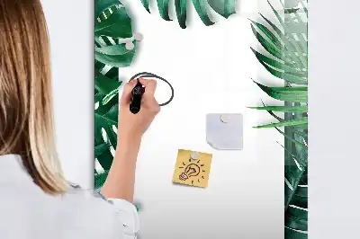 Tableau magnétique effaçable à sec motif cadre de monstera