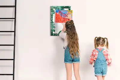 Tableau magnétique effaçable à sec motif cadre de monstera