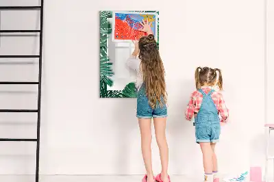 Tableau magnétique effaçable à sec motif cadre de monstera