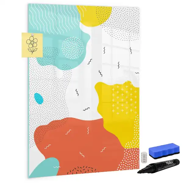 Tableau magnétique effaçable à sec modèle gribouillages colorés