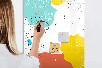 Tableau magnétique effaçable à sec modèle gribouillages colorés
