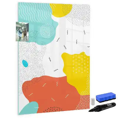 Tableau magnétique effaçable à sec modèle gribouillages colorés