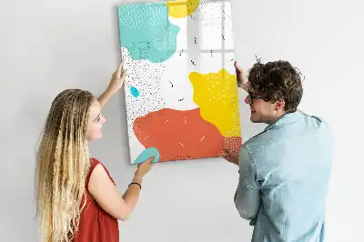 Tableau magnétique effaçable à sec modèle gribouillages colorés