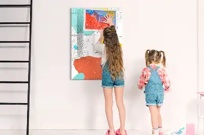 Tableau magnétique effaçable à sec modèle gribouillages colorés