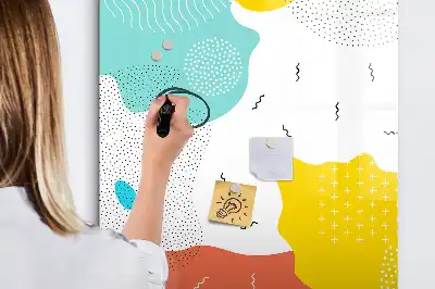Tableau magnétique effaçable à sec modèle gribouillages colorés