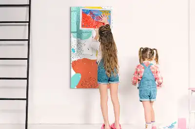 Tableau magnétique effaçable à sec modèle gribouillages colorés