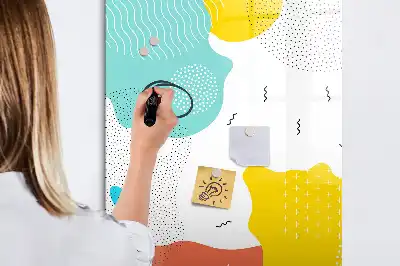 Tableau magnétique effaçable à sec modèle gribouillages colorés