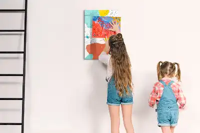 Tableau magnétique effaçable à sec modèle gribouillages colorés