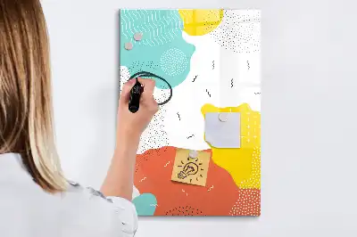 Tableau magnétique effaçable à sec modèle gribouillages colorés