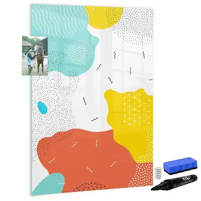 Tableau magnétique effaçable à sec modèle gribouillages colorés