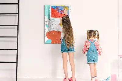 Tableau magnétique effaçable à sec modèle gribouillages colorés