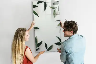 Tableau magnétique effaçable à sec avec motif cadre de feuilles vertes