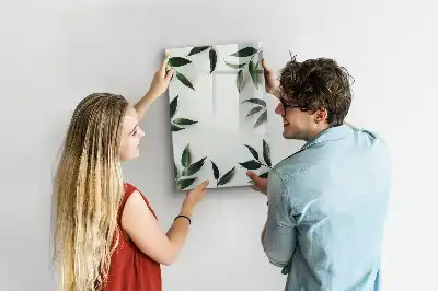 Tableau magnétique effaçable à sec avec motif cadre de feuilles vertes