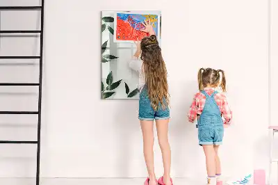 Tableau magnétique effaçable à sec avec motif cadre de feuilles vertes