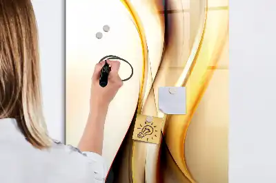 Tableau magnétique effaçable à sec motif d'abstraction dorée de vagues