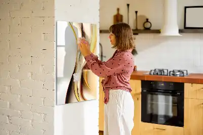 Tableau magnétique effaçable à sec motif d'abstraction dorée de vagues