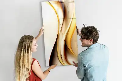 Tableau magnétique effaçable à sec motif d'abstraction dorée de vagues