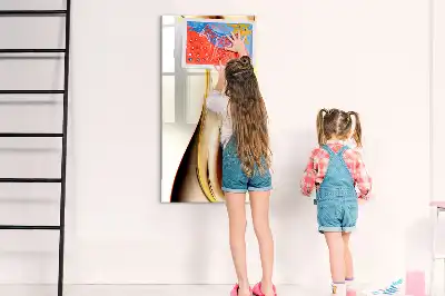 Tableau magnétique effaçable à sec motif d'abstraction dorée de vagues