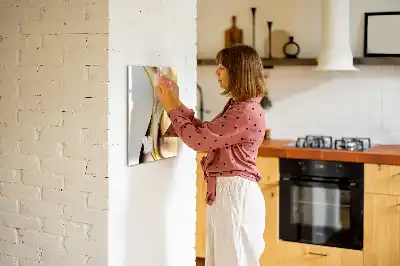 Tableau magnétique effaçable à sec motif d'abstraction dorée de vagues