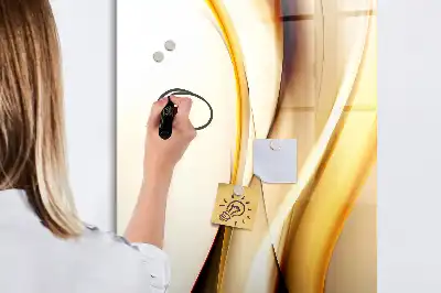 Tableau magnétique effaçable à sec motif d'abstraction dorée de vagues