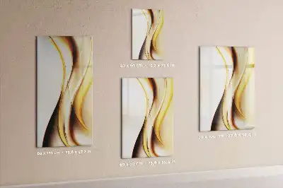 Tableau magnétique effaçable à sec motif d'abstraction dorée de vagues