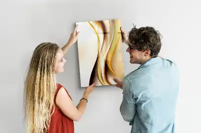 Tableau magnétique effaçable à sec motif d'abstraction dorée de vagues