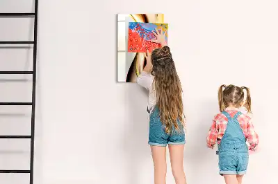 Tableau magnétique effaçable à sec motif d'abstraction dorée de vagues