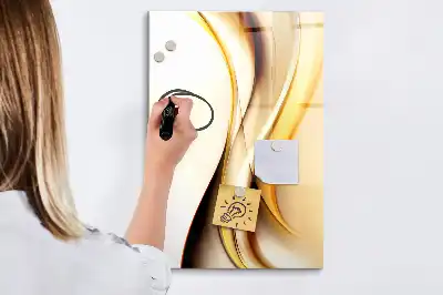 Tableau magnétique effaçable à sec motif d'abstraction dorée de vagues