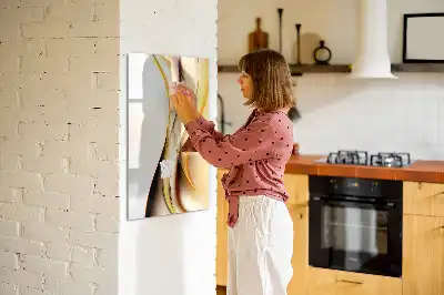 Tableau magnétique effaçable à sec motif d'abstraction dorée de vagues