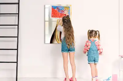 Tableau magnétique effaçable à sec motif d'abstraction dorée de vagues