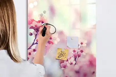 Tableau magnétique effaçable à sec motif fleurs de printemps
