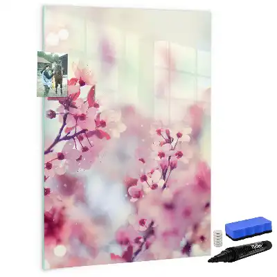 Tableau magnétique effaçable à sec motif fleurs de printemps