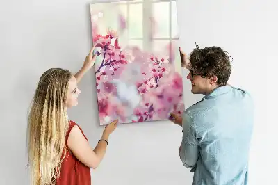 Tableau magnétique effaçable à sec motif fleurs de printemps