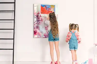 Tableau magnétique effaçable à sec motif fleurs de printemps
