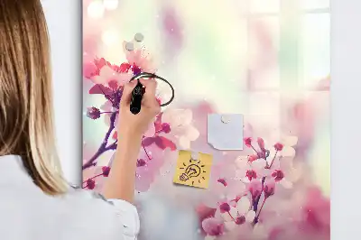 Tableau magnétique effaçable à sec motif fleurs de printemps