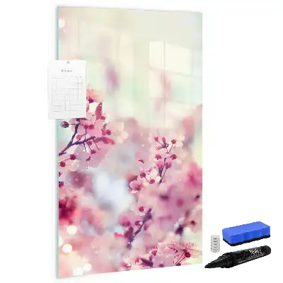 Tableau magnétique effaçable à sec motif fleurs de printemps