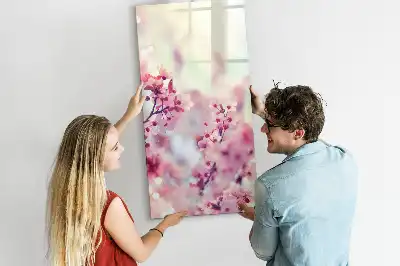 Tableau magnétique effaçable à sec motif fleurs de printemps