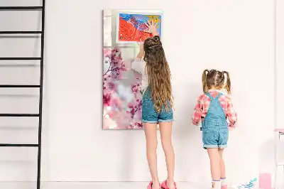 Tableau magnétique effaçable à sec motif fleurs de printemps
