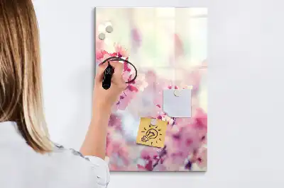 Tableau magnétique effaçable à sec motif fleurs de printemps