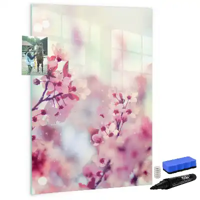 Tableau magnétique effaçable à sec motif fleurs de printemps