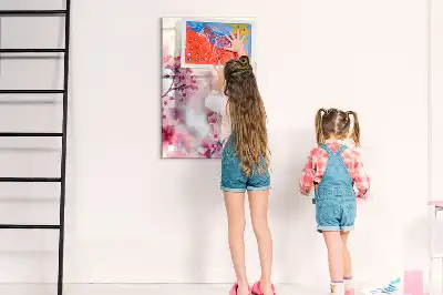 Tableau magnétique effaçable à sec motif fleurs de printemps