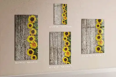 Tableau magnétique effaçable à sec motif tournesols sur bois